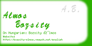 almos bozsity business card